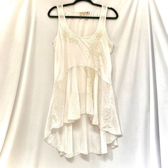 EUC Johnny Was 4 Love and Liberty Embroidered Tunic Babydoll Tank S Sheer Fairy - Picture 1 of 14
